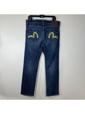 Evisu Men's Straight Jeans - Indigo Blue size 36